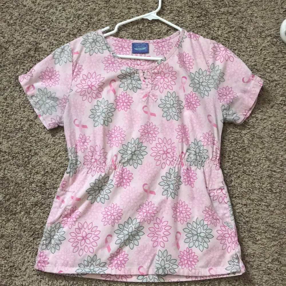 XS Breast Cancer awareness scrub top
